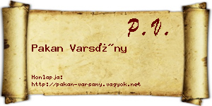 Pakan Varsány névjegykártya